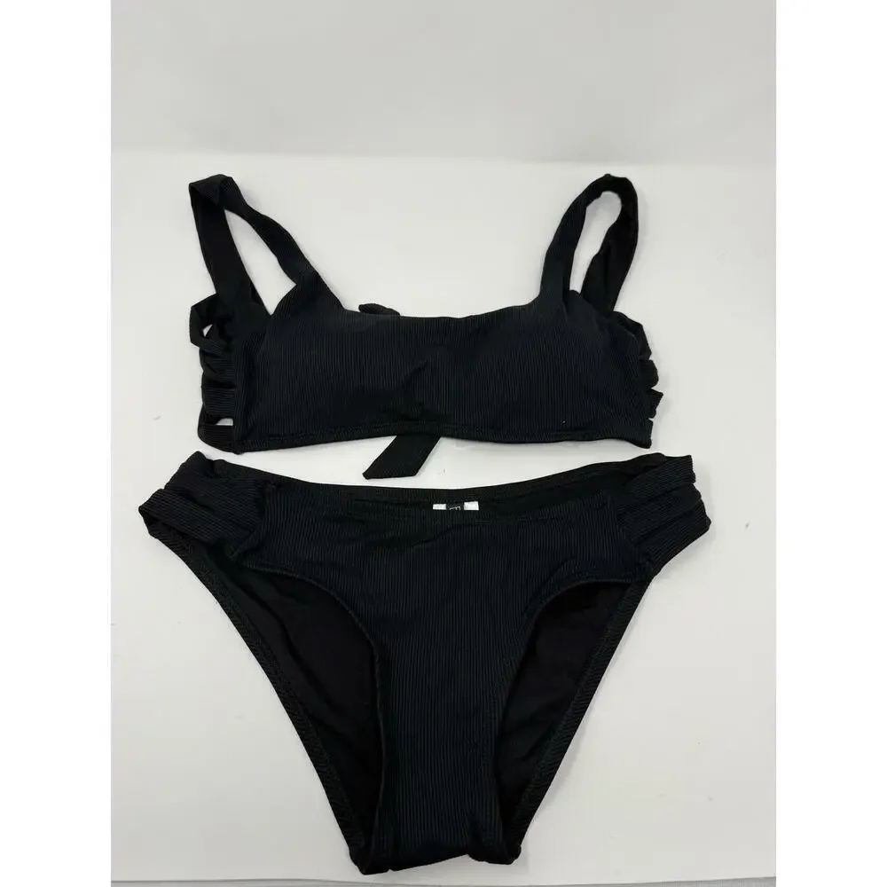 Becca Women's 2 Piece Black Bikini Set Top and Bottoms Small S New with Tags